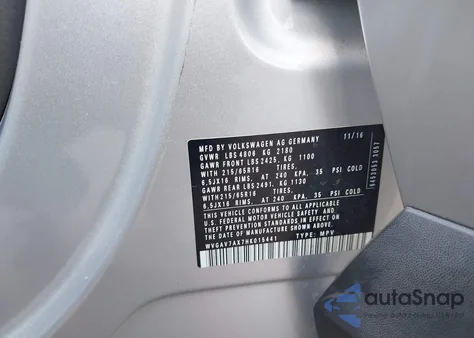 2017 Volkswagen Tiguan 2.0T/2.0T S z USA, uszkodzony, nr VIN WVGAV7AX7HK015441